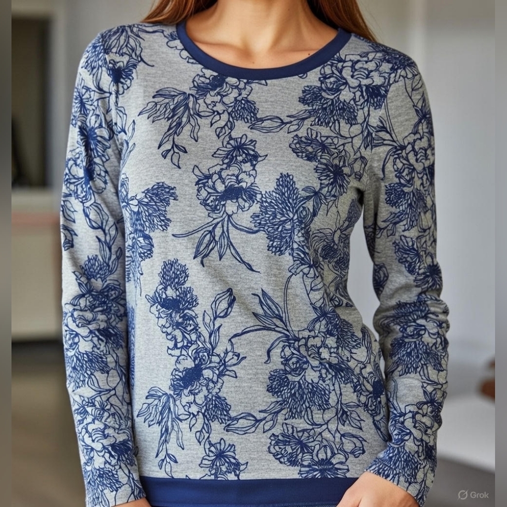 St. John's Bay Blue and Gray Knit Top